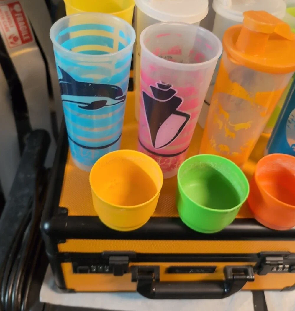 Vintage Tupperware Cups And Lids Bundle Lot Multi Color
